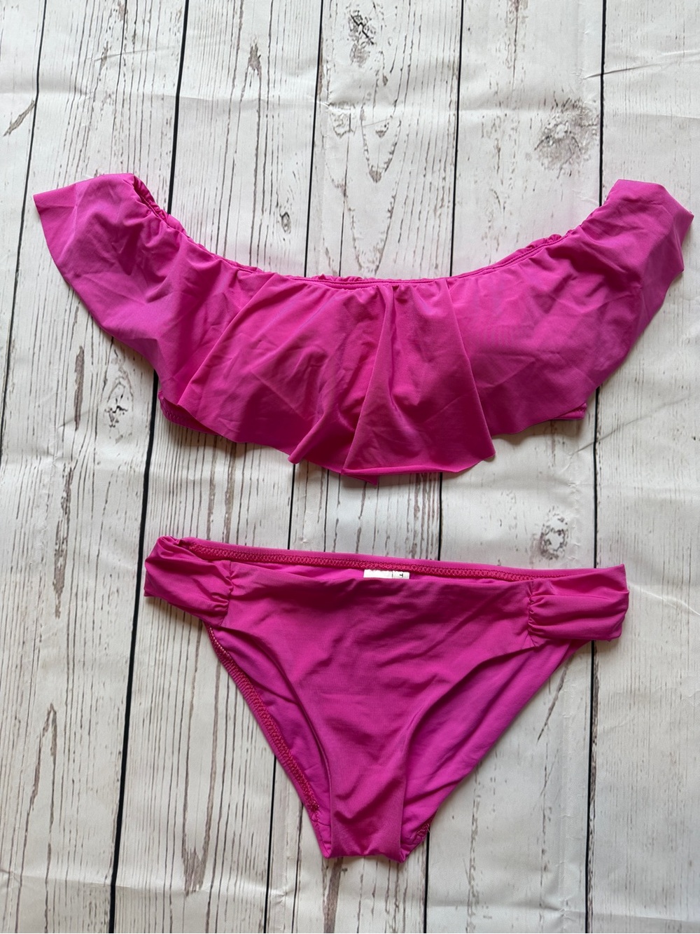 Trina Turk Bright Fuchsia Off-Shoulder Ruffle Bikini